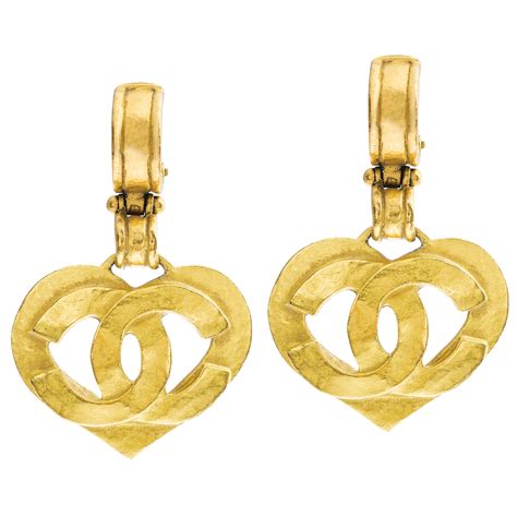 vintage chanel heart earrings|authentic Vintage Chanel earrings.